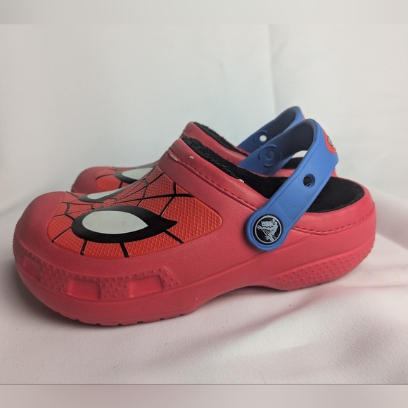 Crocs Sabots Kids Creative Spiderman Fuzz Lined Soft Interior Size 1 J - Picture 3 of 8